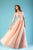 Gatti Nolli Couture - ED-4403 Halter V Neck Floral Ornate A-Line Gown In Neutral and Orange