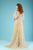 Gatti Nolli Couture - ED-4407 Embroidered Capelet Gown with Train In Gold and Blue