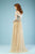Gatti Nolli Couture - ED-4446 Off Shoulder Floral Appliqued Long Gown In Neutral