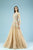 Gatti Nolli Couture - ED-4448 Translucent Bishop Sleeve Floral Gown In Neutral