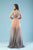 Gatti Nolli Couture - ED-4449 Scallop-Fringed Plunging V-Neck Gown In Pink and Gray