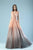 Gatti Nolli Couture - ED-4449 Scallop-Fringed Plunging V-Neck Gown In Pink and Gray