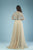 Gatti Nolli Couture - ED-4455 Embroider-Detailed Cape A-Line Gown In Neutral and Blue