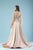 Gatti Nolli Couture - ED-4463 Sheer Bishop Sleeve Draping Slit Gown In Pink