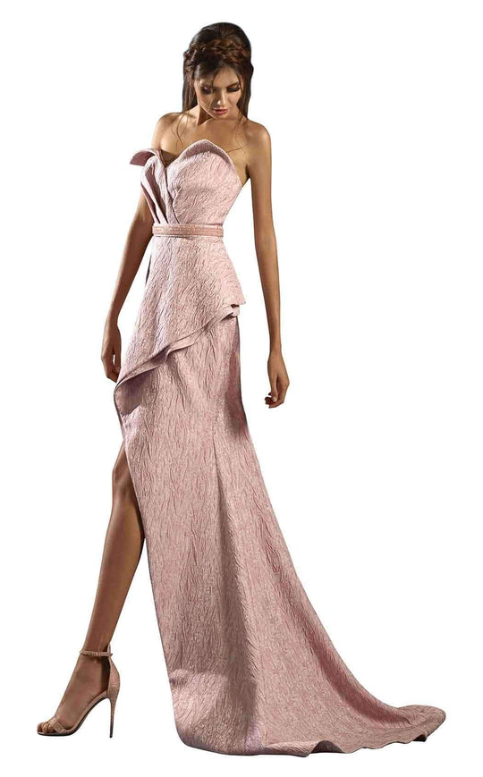Gatti Nolli Couture - ED-4548 Pleated Strapless Mermaid Dress In Pink