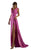 Gatti Nolli Couture - ED-4549 Knotted V-Neck Dress with Slit In Pink