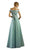 Gatti Nolli Couture - ED-4551 Contrast Appliqued Overskirt Long Gown In Blue