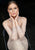Jovani - 59756 Fully Beaded Long Sleeve Jewel Neck Sheath Dress In Pink and Gold