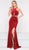 Colors Dress - 2030 Crossed Halter Velvet Trumpet Dress in Red