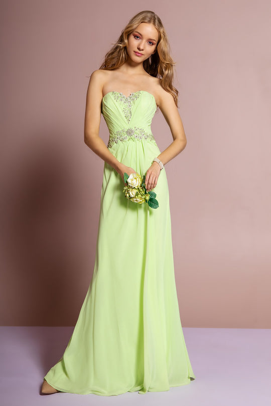 Elizabeth K - GL2060 Crystal Beaded Strapless Sweetheart A-Line Gown In Green