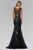 Elizabeth K - GL2149 Illusion Jewel Swirl Motif Embroidered Gown In Black