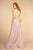 Elizabeth K - GL2506 Deep V-neck Glitter Crepe A-line Dress In Pink