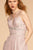 Elizabeth K - GL2506 Deep V-neck Glitter Crepe A-line Dress In Pink