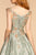 Elizabeth K - GL2540 Floral Embroidered Deep V-neck Ballgown In Green
