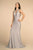 Elizabeth K - GL2549 V-neck Shimmer Fabric Mermaid Dress In Silver