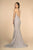 Elizabeth K - GL2549 V-neck Shimmer Fabric Mermaid Dress In Silver