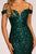 Elizabeth K - GL2552 Tulle Sequin Off Shoulder Mermaid Long Dress In Green