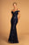 Elizabeth K - GL2552 Tulle Sequin Off Shoulder Mermaid Long Dress In Blue