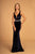 Elizabeth K - GL2559 Low Scoop Back Sleeveless V-Neck Velvet Gown In Blue