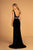 Elizabeth K - GL2559 Low Scoop Back Sleeveless V-Neck Velvet Gown In Blue