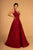 Elizabeth K - GL2566 Lace Deep V-neck A-line Dress In Red