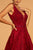 Elizabeth K - GL2566 Lace Deep V-neck A-line Dress In Red