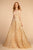 Elizabeth K - GL2566 Lace Deep V-neck A-line Dress In Neutral