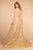 Elizabeth K - GL2566 Lace Deep V-neck A-line Dress In Neutral