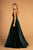 Elizabeth K - Illusion Plunging Velvet Long Gown GL2584  In Green