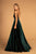 Elizabeth K - GL2584 Illusion Plunging Neck Sleeveless Velvet Gown In Green