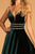 Elizabeth K - GL2584 Illusion Plunging Neck Sleeveless Velvet Gown In Green