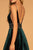 Elizabeth K - GL2584 Illusion Plunging Neck Sleeveless Velvet Gown In Green