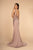 Elizabeth K - GL2614 Lace Deep V-neck Jersey Sheath Dress In Neutral