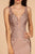 Elizabeth K - GL2614 Lace Deep V-neck Jersey Sheath Dress In Neutral