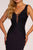 Elizabeth K - GL2614 Lace Deep V-neck Jersey Sheath Dress In Blue