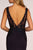 Elizabeth K - GL2614 Lace Deep V-neck Jersey Sheath Dress In Blue