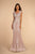 Elizabeth K - GL2616 Cap Sleeve Appliqued Illusion Mermaid Gown In Pink