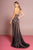 Elizabeth K - GL2633 Embellished Deep V-neck Trumpet Dress In Black