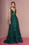 Elizabeth K - GL2634 Lace Embellished Plunging V Neck Dress In Green