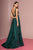 Elizabeth K - GL2634 Lace Embellished Plunging V Neck Dress In Green