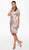Eliza J Evening - EJ7M5417 Two Tone Lace Jewel Neck Sheath Dress In Pink and Grey