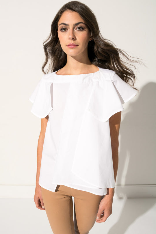 ELU Ruffle Poplin Blouse | ELU Blouse Popeline à volants
