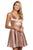 Sherri Hill - 53081 Sleeveless V-Neck Scoop Back A-Line Short Dress In Gold and Brown