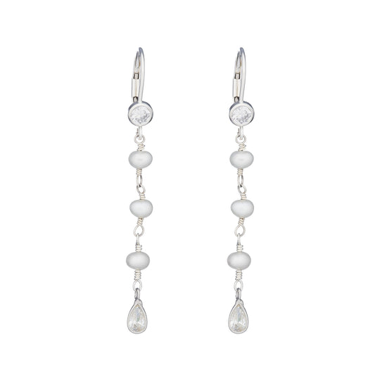 Bridal Triple Pearl CZ Earring