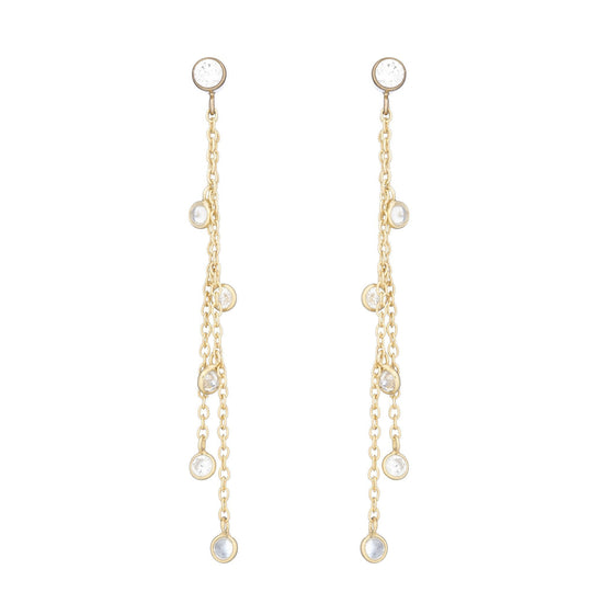 Ashley Schenkein Jewelry - Bridal Double Strand CZ Drop Earrings in Gold