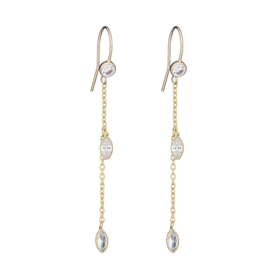 Bridal Double Teardrop CZ Drop Earrings