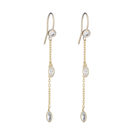 Ashley Schenkein Jewelry - Bridal Double Strand CZ Drop Earrings in Gold