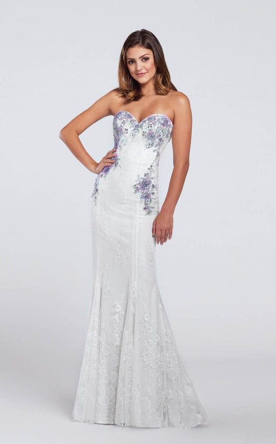 Ellie Wilde - Sweetheart Neckline Lace Gown EW117019 in White and Multi-Color