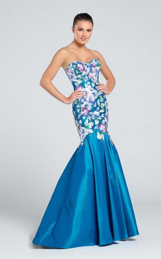 Ellie Wilde - EW117021 Gown in Blue and Multi-Color