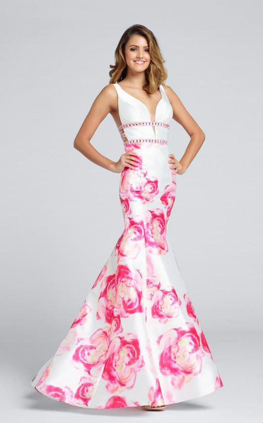 Ellie Wilde - EW117029 Gown in White and Multi-Color